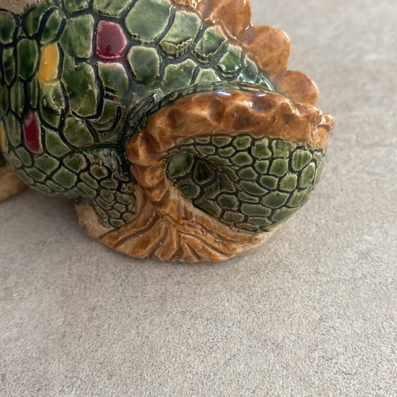 Handbuilt Clay Dragon Signed Exc Shape no Chips PO - Picture 10 of 10